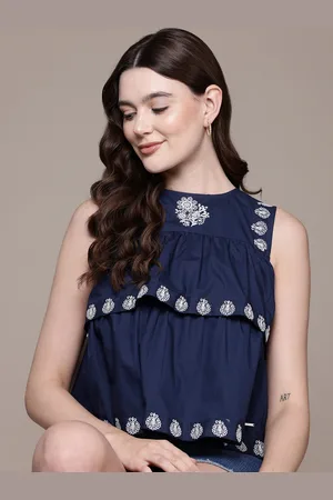 Nautica Embroidered Layered Cotton Top
