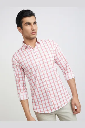 Park Avenue Men Red Slim Fit Checked Casual Shirt