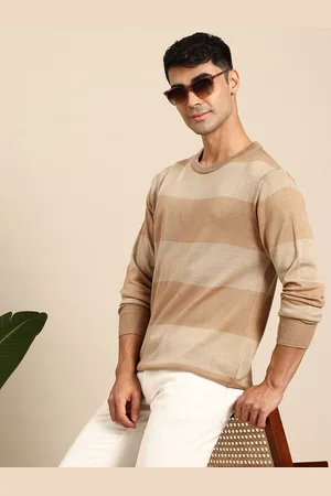 Mast & Harbour Men Striped Acrylic Pullover