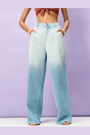 FREAKINS Women Jean High-Rise Light Fade Wide Leg Stretchable Jeans