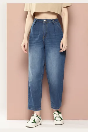 HARVARD Women Pleated Baggy Jeans