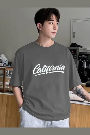 clafoutis Men Cotton Typography Printed Drop-Shoulder Sleeves T-shirt
