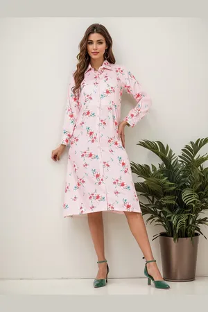 DressBerry Women Floral Print Puff Sleeve Midi Dress