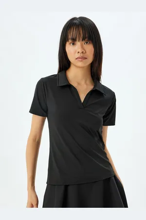 Koton Women Solid Polo Collar T-shirt
