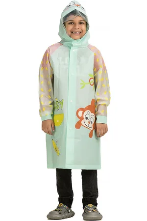 Yellow bee Boys Printed Hooded Rain Jacket