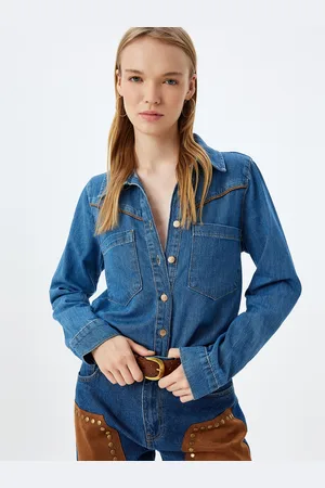 Koton Women Spread Collar Solid Cotton Casual Shirt