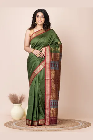 HOUSE OF ARLI Ethnic Motifs Woven Design Zari Bomkai silk Saree