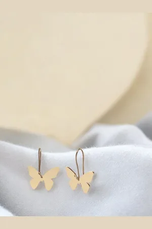 GoldNera Contemporary Butterfly Drop Earrings