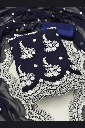 Ishin Floral Embroidered Zari Unstitched Dress Material