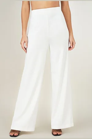 PEOPLE Women Printed Flared High-Rise Trousers