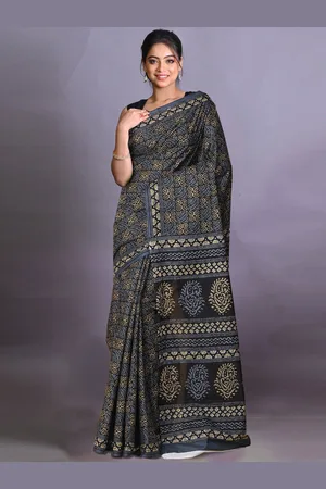 Unnati Silks Printed Pure Cotton Handloom Block Print Saree