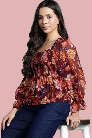 Deewa Women Floral Printed Peplum Top