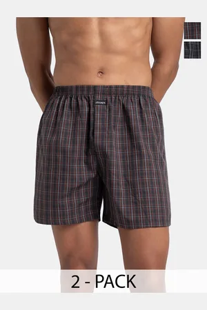 Jockey Men Pack of 2 Super Combed Mercerized Checkered Boxer Shorts With Back Pocket -1222