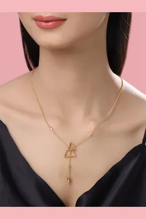 Kicky And Perky Gold-Plated 92.5 Sterling Silver Triangle Pendant With Chain
