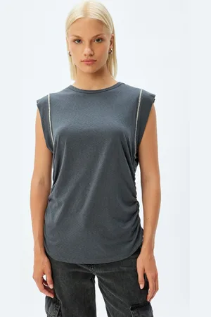 Koton Women Mandarin Collar Pockets T-shirt