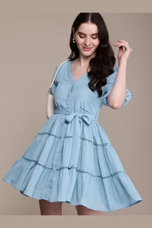 Nautica Raglan Sleeves Tiered A-Line Mini Dress