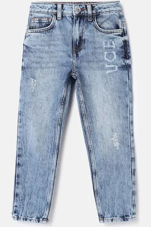 Benetton Boys Cotton Straight Fit Low Distress Heavy Fade Jeans