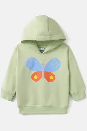 Nauti Nati Girls Butterfly Print Fleece Hooded Sweatshirt