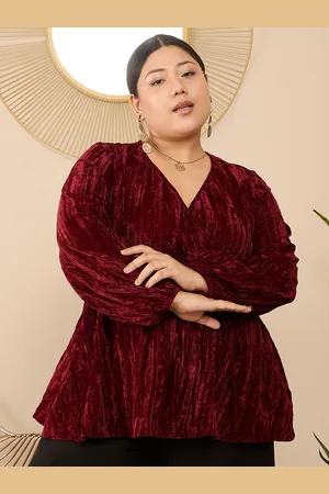 Berrylush Puff Sleeve Plus Size Wrap Top
