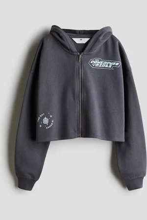 H&M Girls Print-Detail Cropped Hoodie