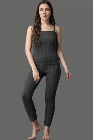 BAESD Women Striped Sleeveless Cotton Winter Thermal Set