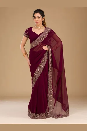 Koskii Embellished Embroidered Pure Georgette Saree