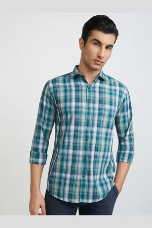 Park Avenue Men Tartan Checked Slim Fit Pure Cotton Formal Shirt
