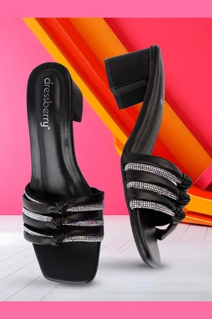 DressBerry Women Embellished Party Block Mules