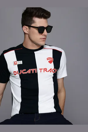 DUCATI Striped Pure Cotton Casual T-shirt