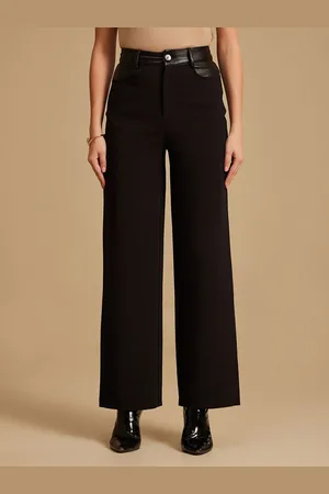 Kazo Women Relaxed Straight Leg Mid-Rise Parallel Trousers