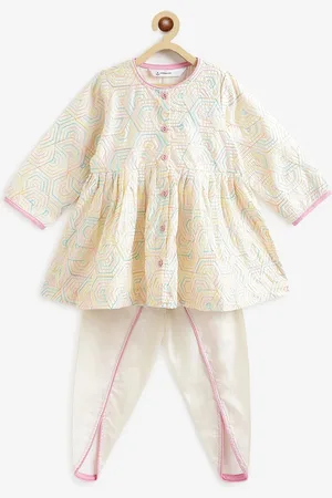 Campana Girls Embroidered Empire Thread Work Anarkali Kurti with Dhoti Pants