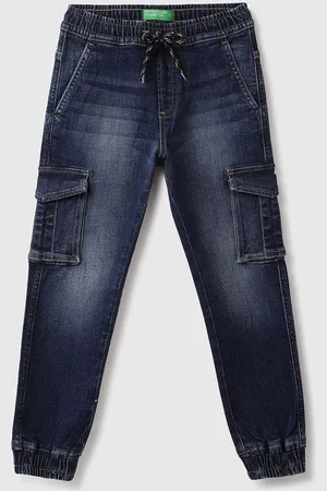Benetton Boys Cotton Jogger Low Distress Casual Jeans
