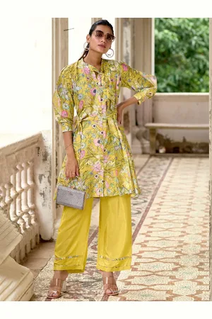 AUTUMN LANE Floral Printed Cotton Silk Tunic With Trouser