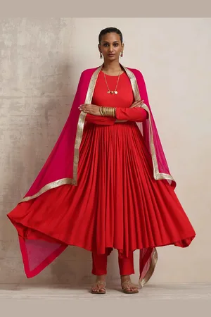 trueBrowns Anarkali Kurta with Trousers & Dupatta