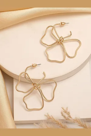 karatcart Gold Plated Floral Shaped Half Hoop Earrings