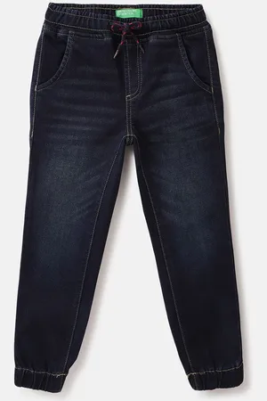 Benetton Boys Cotton Jogger Low Distress Light Fade Jeans
