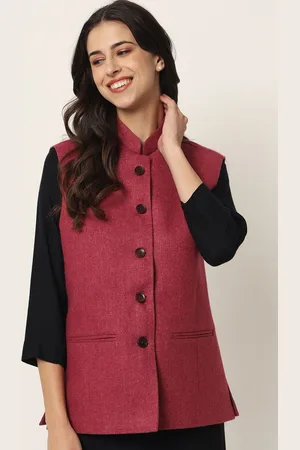Kalini Women Woven Woolen Nehru Jackets