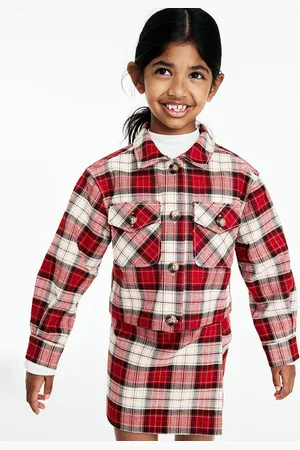 H&M Girls Cropped Flannel Jacket