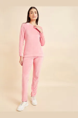 Sweet Dreams Women Solid Round Neck Long Sleeves Mid-Rise Tracksuits