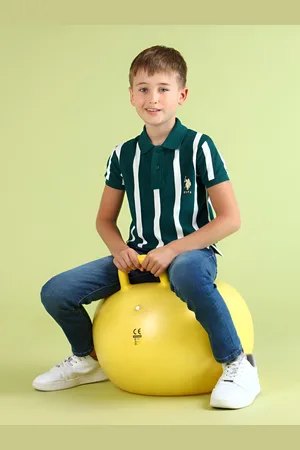 Ralph Lauren Boys Striped Polo Collar Cotton T-shirt