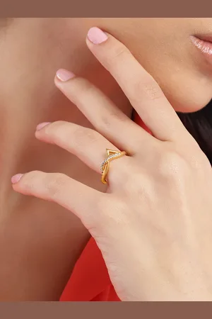 Unniyarcha Women Gold-Plated Stones-Studded Finger Ring
