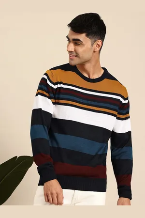 Mast & Harbour Men Striped Acrylic Pullover