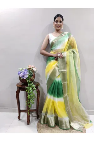 Kalini Tie and Dye Zari Organza Leheriya Saree