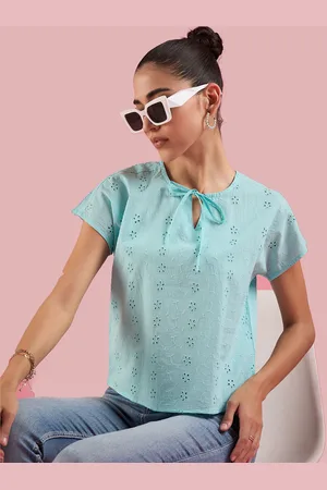 Deewa Women Tie-Up Neck Pure Cotton Top