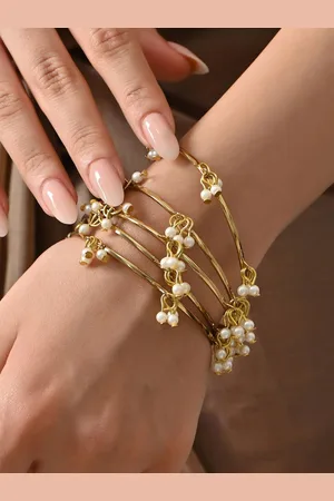 Fida Set Of 6 Gold-Plated Beaded Bangles