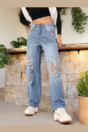 DressBerry Women Relaxed Rebel Distressed Baggy Jeans