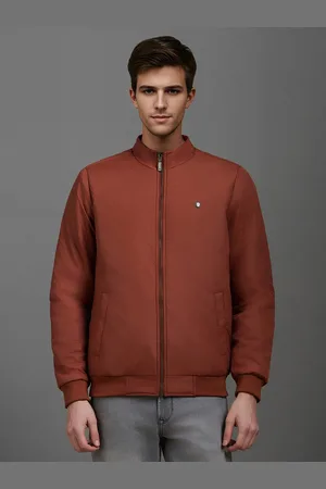 Louis Philippe Men Mock Collar Solid Casual Bomber Reversible Jacket