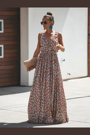 HERE&NOW Women Floral Printed A-Line Maxi Dress