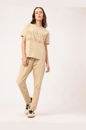 DressBerry Casual Chic Cotton Terry Typography Printed T-Shirt & Trouser Co-Ords