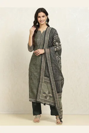 Biba Striped Unstitched Dress Material